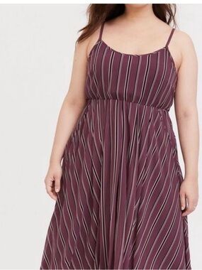 Plum Stripe Spaghetti-Strap Midi Dress